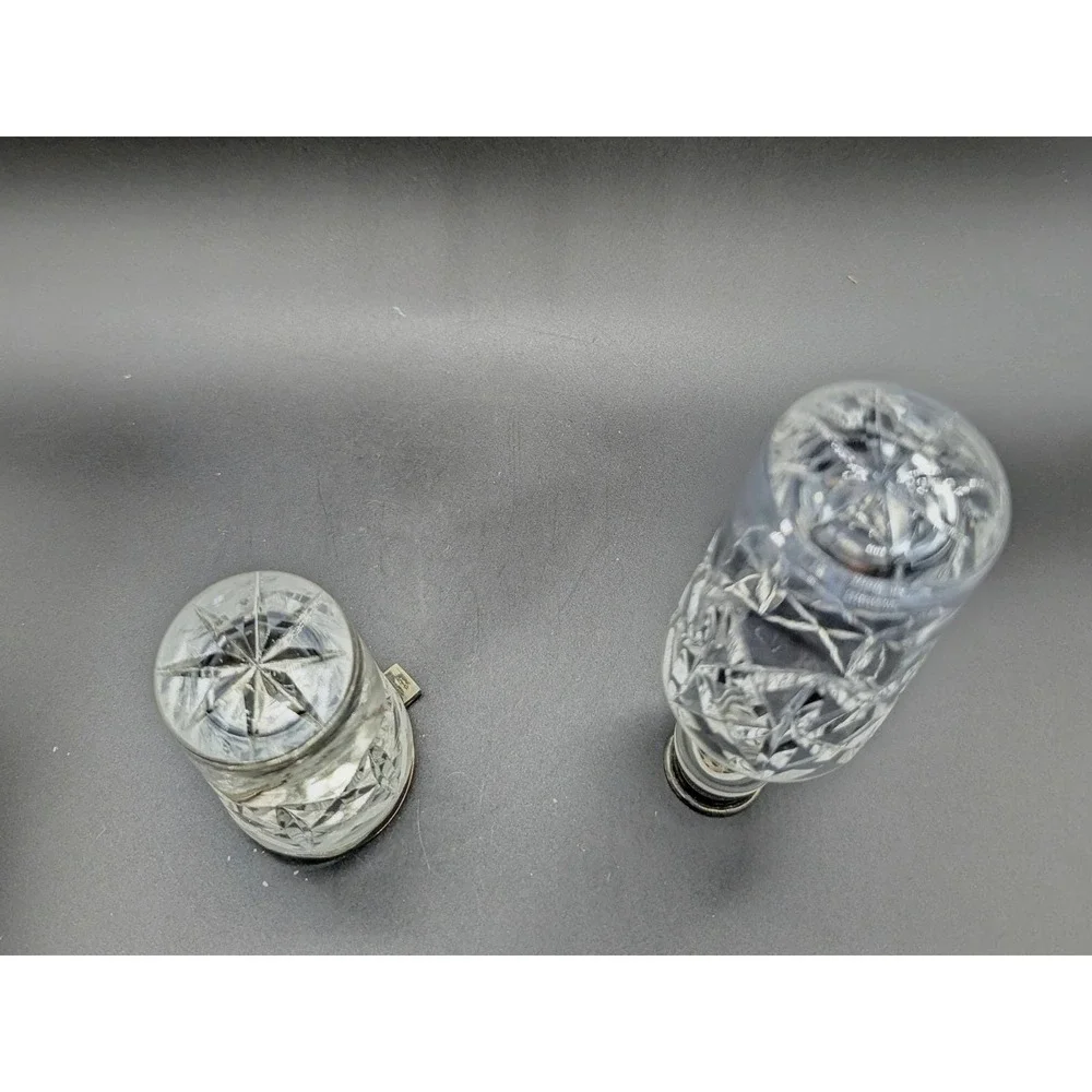 Antique Silver Plated Cut Glass Cruet Set 2 Bottles Footed Stand Etched 9753-4